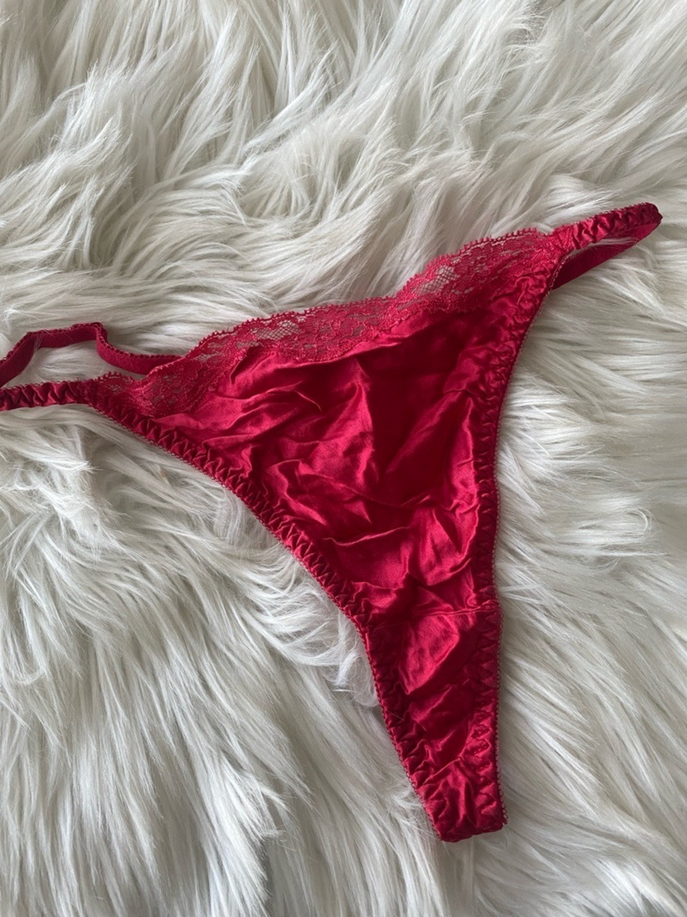 Victoria’s Secret vintage Red Silk & Lace Thong Bikini - Women’s Intimates